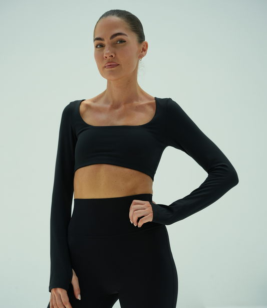 Ultimate Long Sleeve Crop, Black