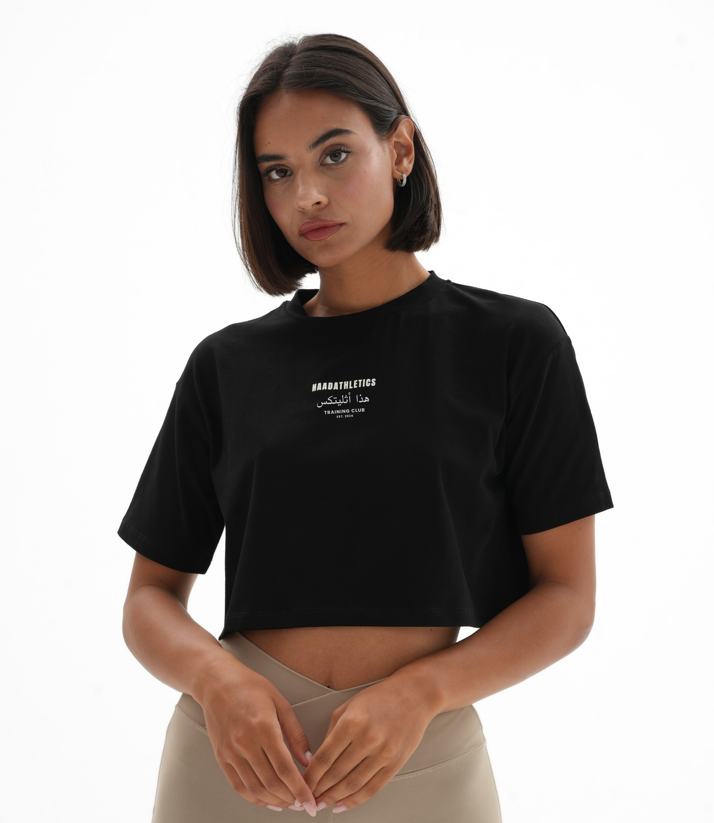 Arabic Power Crop Tee, Black