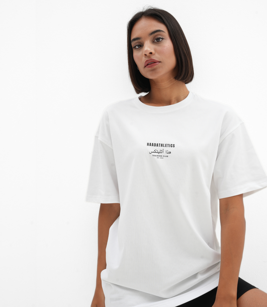 Arabic Power Tee - Women's Oversized, White