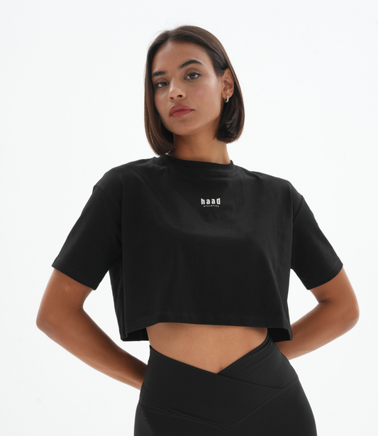 Essential Loose Crop Tee, Black